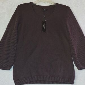 Chic Brown 3/4 Sleeve Cozy Knit Sweater